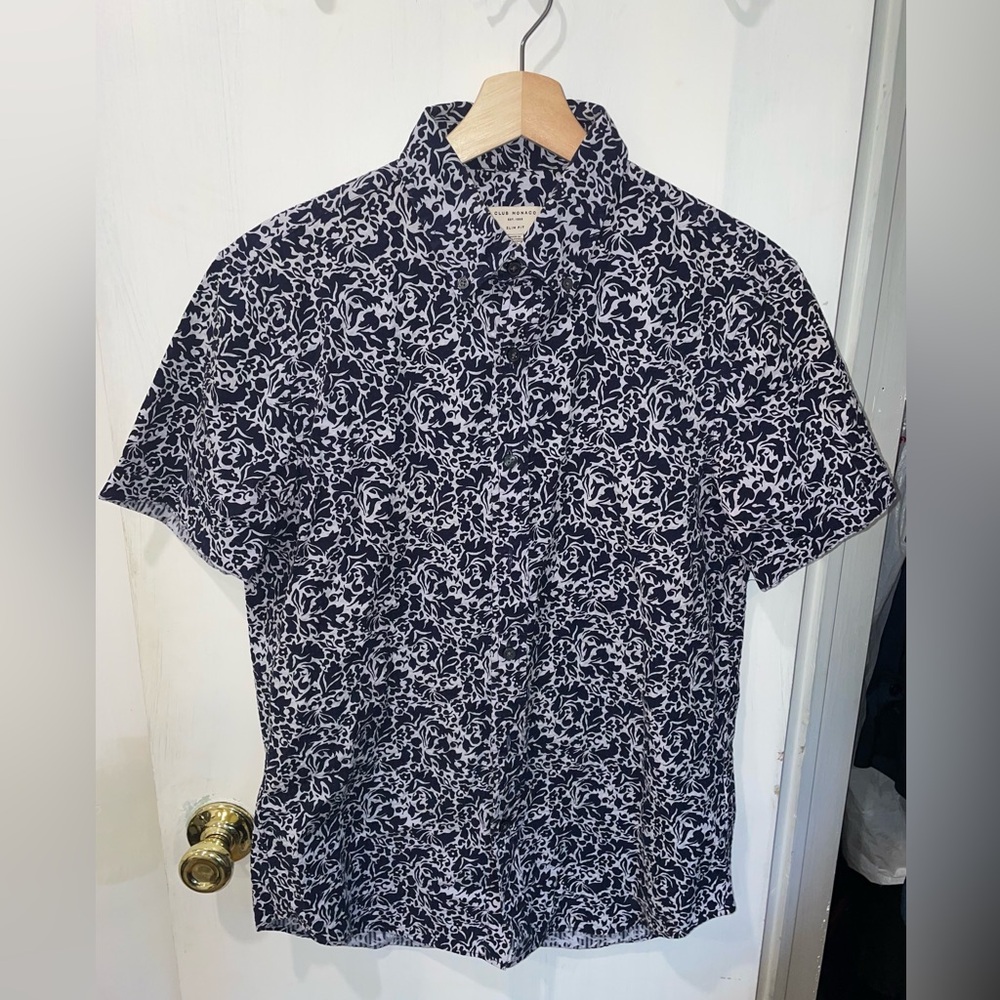 Club Monaco Floral Short Sleeve Shirt